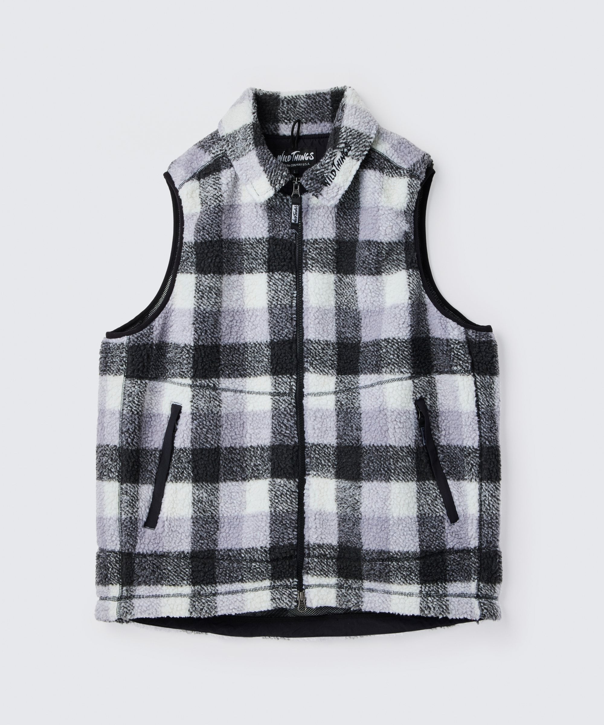 フラッフィーチェックボアベスト│FLUFFY CHECK BOA VEST – WILD